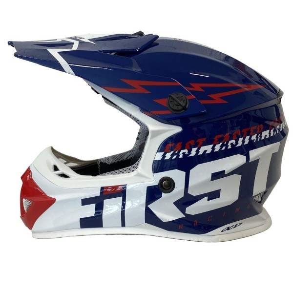 Casque de VTT Junior First Racing K2 Lightning Bolt Bleu / Blanc / Rouge
