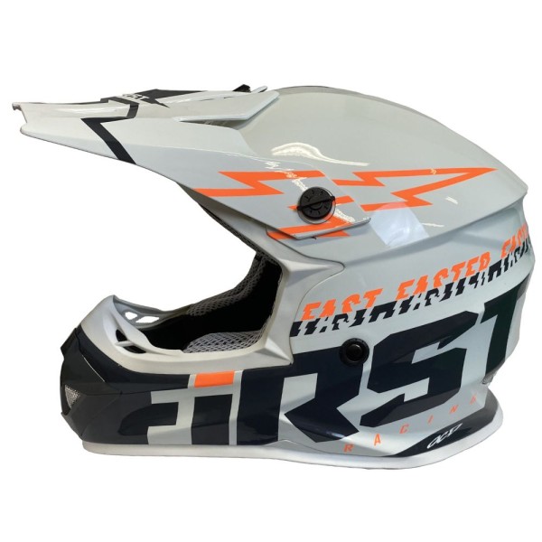 Casco MTB First Racing K2 Lightning Bolt Bianco / Grigio / Arancione