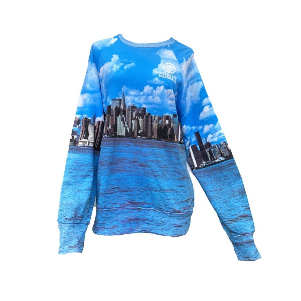 Franklin & Marshall Fleece-Pullover mit Rundhalsausschnitt in Brooklyn Blue