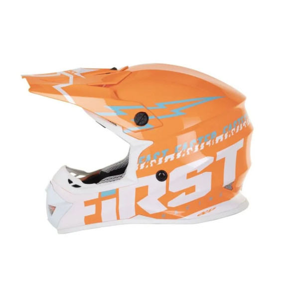 Casque de VTT First Racing K2 Lightning Bolt Orange  Blanc  Bleu